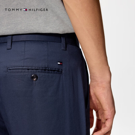 TOMMY HILFIGER男装商务通勤绅士暗纹肌理轻薄微弹直筒西裤长裤休闲裤32067 藏青色DW5 -直筒版-正常拍 34 （2.7尺）