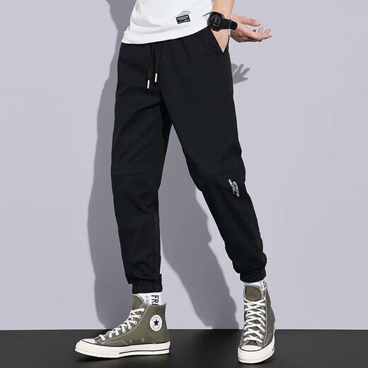 工装裤男夏季宽松休闲九分裤韩版百搭束脚裤潮流ins运动哈伦裤子 CSP-K309 深灰色 XL