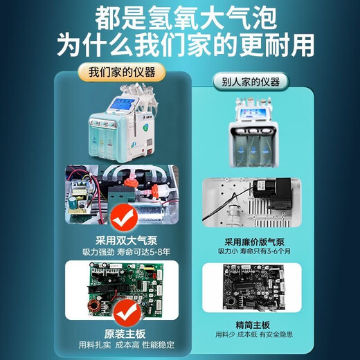 Small bubble beauty instrument beauty salon new hydrogen and oxygen large bubble blackhead absorption and hydration instrument face wash and cleansing machine upgraded green hydrogen and oxygen 7 in 1 + mask + cart