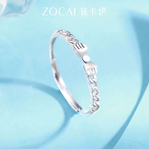 Zokai Platinum Ring Fresh Bow Pt950 Platinum Live Mouth Adjustable Hand Jewelry New Women's Ring Gift for Girlfriend Ring/Return More, Replenish Less (Live Mouth 10#-16#) 1.69g