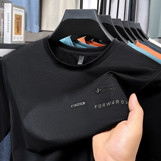 VANCL (VANCL) Lei Jun's new ice silk men's short-sleeved casual loose fashion T-shirt trendy printed top letter classic FXL-36-9898 dark gray M