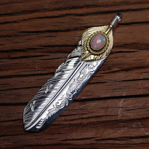 Floating Lotus Washumi Taro Tang Grass Feather Opal Stone Sterling Silver Tang Grass Feather Pendant Pendant Design Gold Turquoise