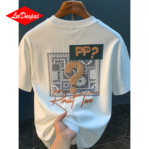 纳多派（LEE DUO PAI）短袖T恤男2025年夏季薄款潮流印花体恤衫圆领半袖男装上衣 白色2[ZJ1047合身版] 5XL 适合185-200斤穿