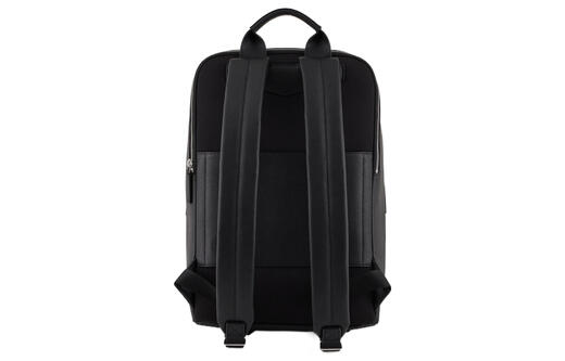 阿玛尼（Emporio Armani）纯色大容量徽标标识拉链开合 聚酰胺涤纶 书包背包双肩包 常规 男 黑色