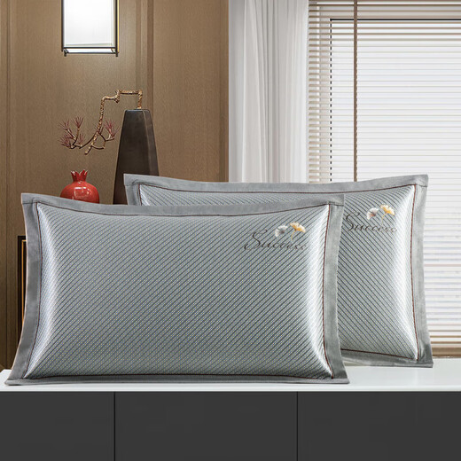 Lingang Hailan Home The same summer cool mat pillow case Summer ice silk pillow case Pillow case Single cool mat core case Large ice vine 679-7 Zishulin pillow case (single package) 48cm*74cm