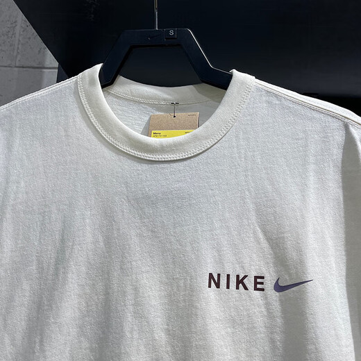 耐克（NIKE）短袖男装2025夏季新款跑步运动服针织透气时尚宽松圆领上衣T恤衫 HF6172-133米白纯棉 S