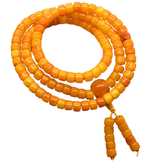 Fat Donglai's same authentic natural beeswax bracelet, old barrel beads 108 Buddha beads, Polish amber necklace, rosary bead bracelet, collection grade barrel beads 10x8mm, men's style, 108 pieces