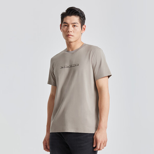 利郎抑菌凉感短袖T恤男圆领25夏季冰丝短袖T恤 亚麻棕  XL175/92A