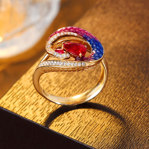 HEEKAIYI 18k Ruby Ring Women's Diamond Ring Luxury Jewelry Chinese Valentine's Day Birthday Gift for Wife and Girlfriend <Lifetime Warranty> R0.56ct-D0.218ct-G4.08g