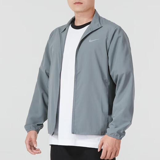 耐克（NIKE）官方舰店外套男装 新款运动跑步梭织防风衣透气休闲快干立领夹克 FB7500-084-银灰色梭织 M 170/88A/建议120-130斤