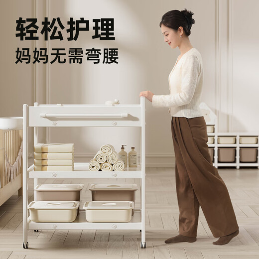 霍约斯德国尿布台婴儿护理台多功能全塑料婴儿床可移动新生儿换衣洗澡抚 尿布台基础款(环保HDPE+0甲醛)