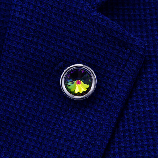 Cijia Brooch Men's Brooch Brooch Color Blue Purple Purple Pink Multiple Color Artificial Crystal Collar Pin Suit Brooch Collar Bouton XZ07 Fantasy Crystal Brooch + Couffle Link Set
