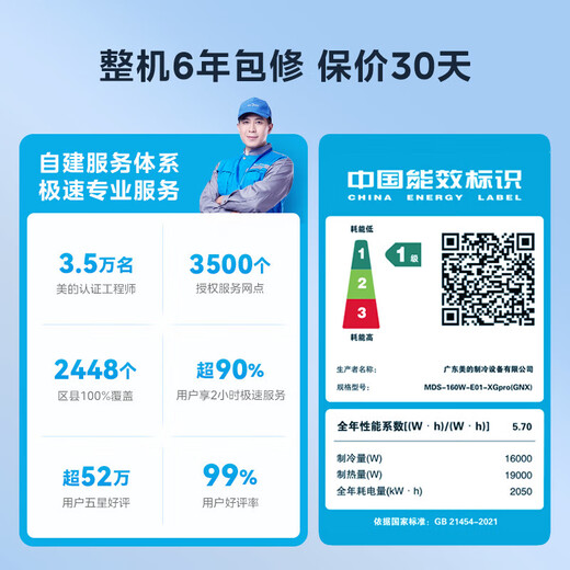 Midea central air conditioner, Starlight PRO upgraded model, one-to-four multi-connection, first-level energy efficiency, full DC frequency conversion, dual fans, heating and cooling household, one-price all-inclusive, Starlight pro, 6 HP, single host