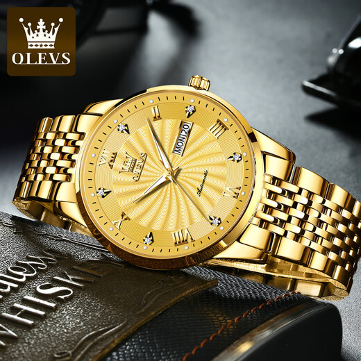 
OLEVS Swiss certified couple watches A pair of fully automatic mechanical watches waterproof and luminous trends Top 10 famous watches for men and women. Upgraded version 6630 couples full gold free engraving