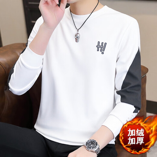 Sweat-shirt masculin de Lilang plus en velours épaissis et hiver t-shirt à manches longues pour la chemise de base polyvalente de l'âge moyen et les jeunes de la tendance des vêtements pour hommes du caramel xq9905-1