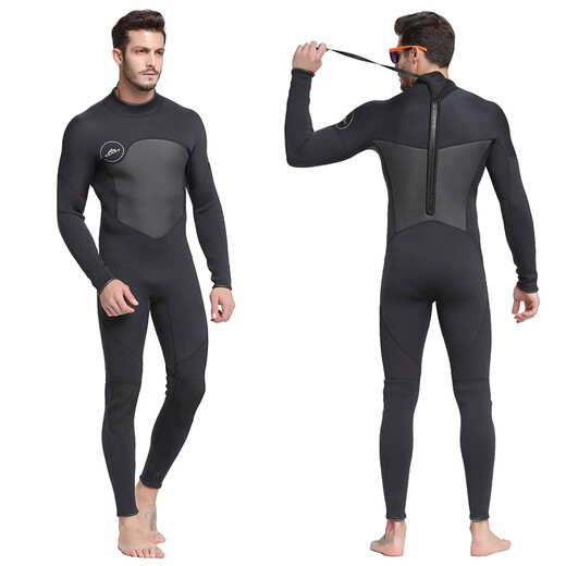 Zailu 15mm one-piece swimsuit men's warm and cold-proof wetsuit long-sleeved one-piece trousers sun protection wetsuit 1342 black 1 point 5mm M M