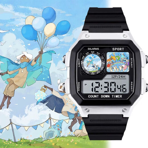 Sky Light Escape Characters Anime Customized Watch Two-dimensional Smart Small Square Electronic Watch Men and Women's Model Students [Fashion Silver-Electronic Watch] z3883 Light Escape Super Value Gift Pack (Extra Long Battery + Gift Box Packaging)