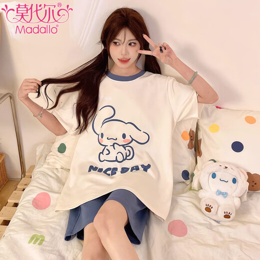 Pyjamas de coton pur modal pour femmes pour shorts d'été shorts minces de dessins de bande de grande taille 200 Jin [Jin est égal à 0,5 kg] les femmes peuvent porter des vêtements à domicile 695 Jump Dog M [80-100 Jin [Jin est égal à 0,5 kg]]]