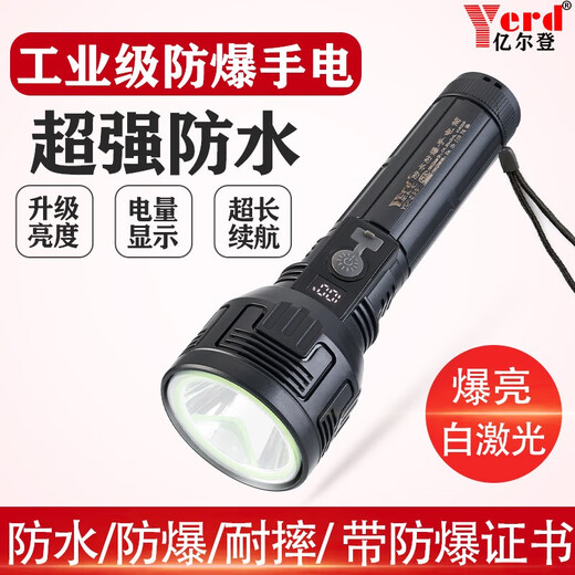 Lampe de poche à l'épreuve des explosions de qualité industrielle super brillant fort Light Chargement de la batterie ultra longue durée de vie étanche Station de gaz Désinfection Elden 826 Canon laser imperméable à l'explosion imperméable 10 heures