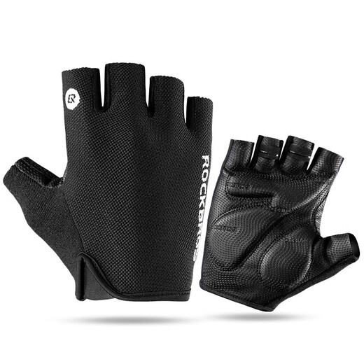 Rockbros Halbfinger -Fahrhandschuhe Fahrradhandschuhe im Freien Mountainbike Sporthandschuhe Kurzfinger Sommer und Frauen Ausrüstung Frühling und Sommer atmungsaktueller halbe Fingerhandschuhe - grauer Schwamm schockdes L -Größe