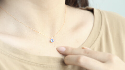 Chili Lilac Knot Japanese style 18k rose gold light blue purple tanzanite necklace clavicle chain very thin necklace (ready in stock)