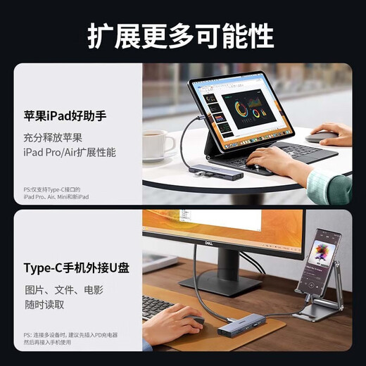 Green Network (UGREEN) Type-C Docking Dock Gigabit Wired Network Card Network Port to HDMI Adapter USB Splitter Universal Apple Computer 10-in-1 [HDMI+VGA+Network Card+Audio]15601