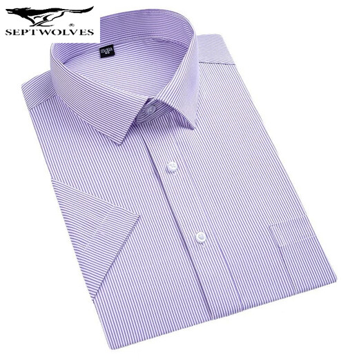 
Seven Wolf Men's Short Sleeve Shirt 2025 Summer Middle-aged Business Casual Versatile Comfortable Breathable Cotton Professional Work Shirt DX6624 44