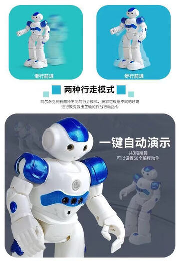 SAMEWIN新品微供智能早教遥控机器人益智男孩儿童玩具手势感应USB 蓝色（英文版