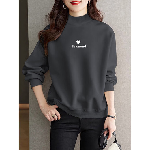 GTYUWVG royal blue plus velvet thickened sweatshirt for women in autumn and winter small loose casual half turtle collar design sense top jacket trend 6197 royal blue half turtle collar plus velvet S 80-100Jin [Jin equals 0.5 kg]