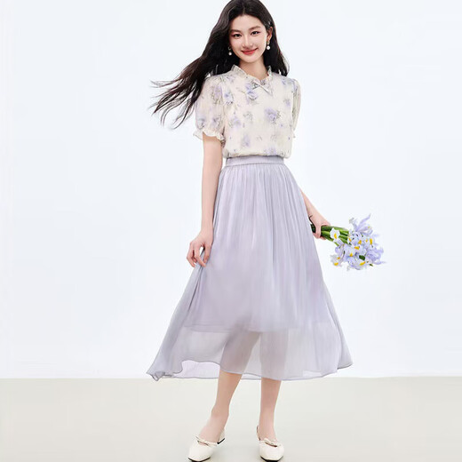 高级流光纱半身裙女2025夏季新款气质高腰显瘦纱裙中长款超仙裙子 1343紫色【珠光感网纱裙】 L 推荐【110-125斤】
