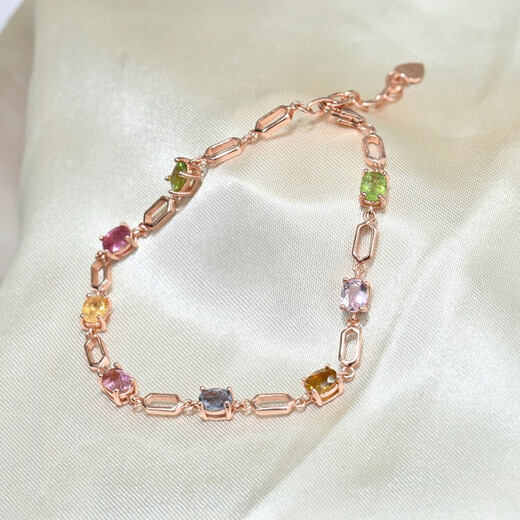 Colorful Jewelry Rainbow Fairy Rainbow Colored Tourmaline Bracelet 3*4
