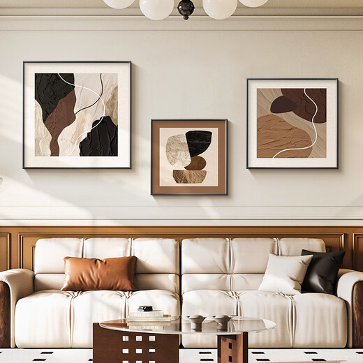 Ji Jian Ji modern minimalist living room decorative painting abstract art sofa background wall combination mural high-end large white wall hanging painting