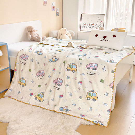 Class A baby cotton gauze blanket baby nap blanket kindergarten blanket children's machine washable air-conditioned blanket Didi car 120*150cm children's blanket