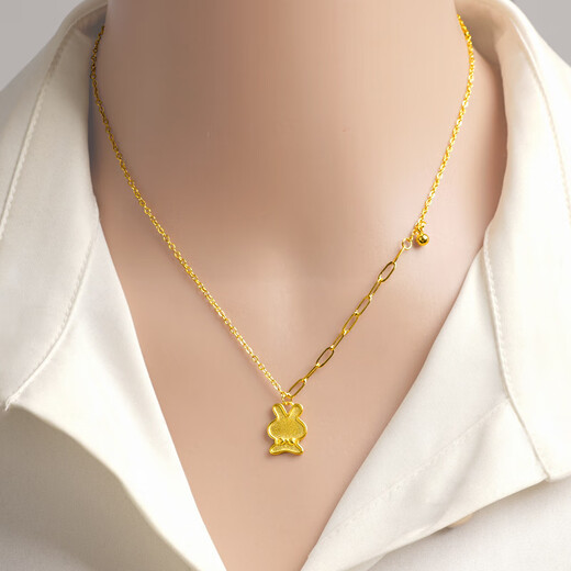 Maisi Ji Bangladesh Red Gold Vietnamese Sand Gold Bow Necklace Light Luxury Women Long Lasting Versatile Imitation Gold Cartoon Cute Free Necklace X2085