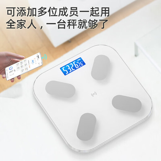 体重秤体脂秤电子秤称体重支持HUAWEI HiLink小米苹果手机适用减肥专用精准宿舍人体秤体重秤 鸿蒙体脂秤/皓月白/充电