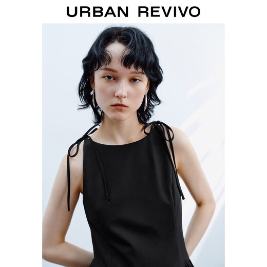 UR2025 autumn new women's casual sweet and cool strap contrast color waist-hugging sleeveless dress UYY750129 black M