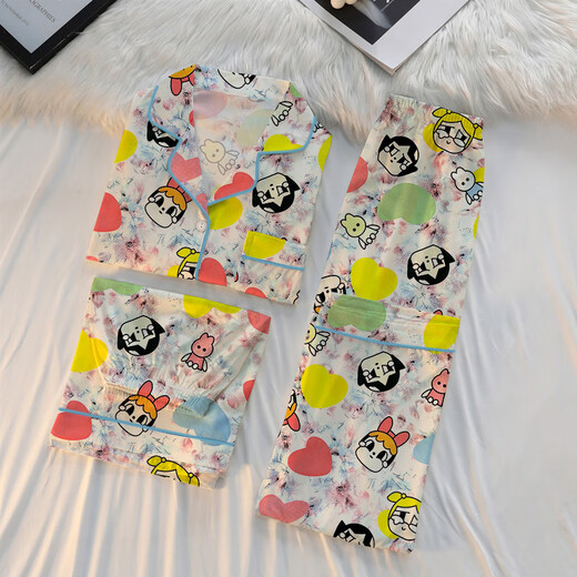 ZIPJBX Korean Powerpin Polizist Pyjamas für Frauen im Frühjahr und Sommer kurzärmelig niedliche Freizeitkleidung Dreiköpfig KK14128# M [Vorgeschlagen 80-100Jin [Jin ist gleich 0,5 kg]]