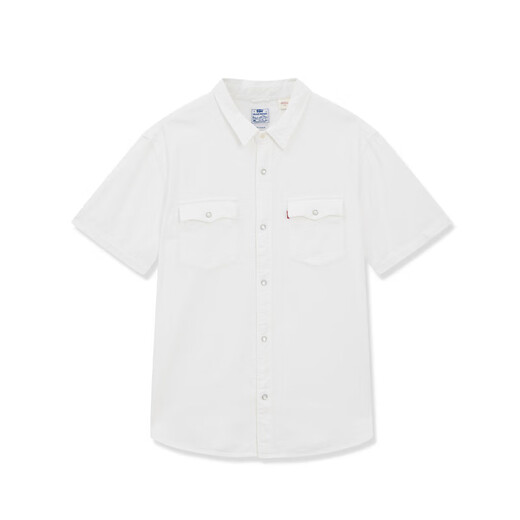 Levi's【商场同款】李维斯男士休闲复古牛仔短袖衬衫 白色 S