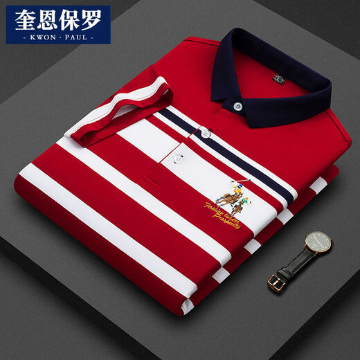 RRLFCS拉夫劳伦保罗拉架拼色t恤条纹polo衫翻领上衣中年夏天衣服纽扣 绿色【3882】 4XL  200-220斤