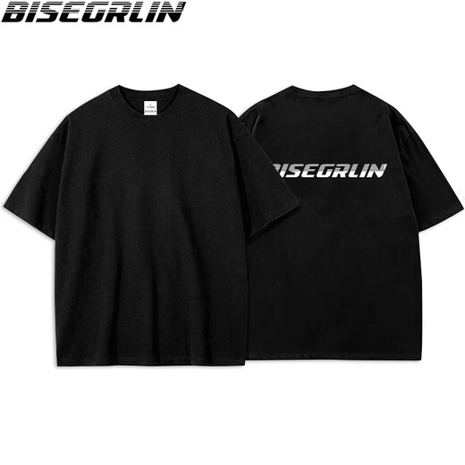 
BISEGRLIN vest for men and women summer trend suede versatile Korean version personalized new niche printed sleeveless T-shirt short-sleeved black-K1301 white back large picture L