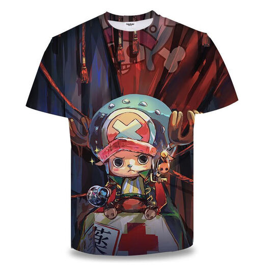 Bamaitu ein Stück Kurzarm ein Stück Zoro Anime T-Shirt Primary- und Sekundarschüler und Teenager 3D-Druck Trendy Top Burning Ace TXU1480 S geeignet für Gewicht 80-90 Jin [Jin gleich 0,5 kg]