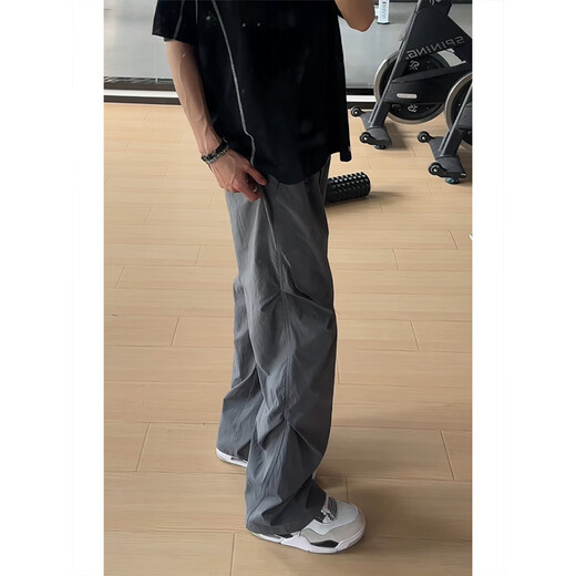 
Fumile cleanfit paratrooper work pants men's summer American trendy outdoor hiking pants retro loose casual trousers dark gray XL