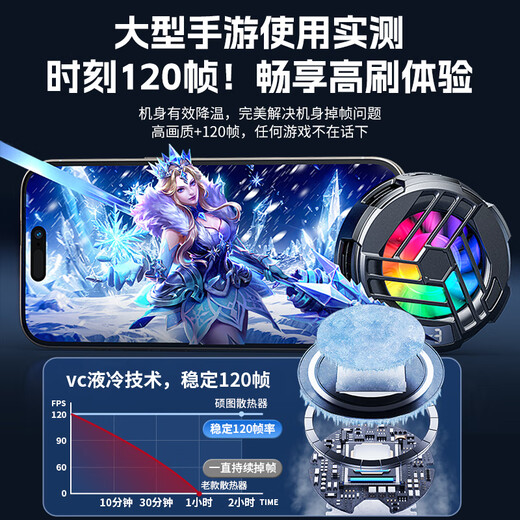 Shuatu Ultra-Thin Icing丨E-Sports Level Cooling Mobile Phone Radiator Magnetic Semiconductor Refrigeration Cooling Tablet Cooling Back Clip Peace Elite Chicken Eating Magic Device Special for Playing Games