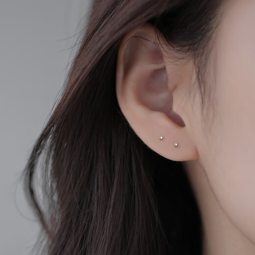 Nianfu 999 sterling silver earrings for women, simple ear piercing ear sticks, no need to pick them when sleeping, Mid-Autumn Festival gift for girls, 8-9mm silver, four pack