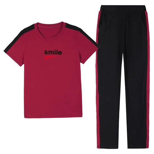 Puzo deportivo de pájaros deportivos Pure Cotton Women 2025 Primavera y otoño Nuevo estilo casual Pantalones de manga corta Conjunto de dos piezas para hacer que las mujeres parezcan los pantalones grises de ropa de mujer adelgazante 695 m adecuados para 80-95 Jin [Jin iguala 0.5 kg]