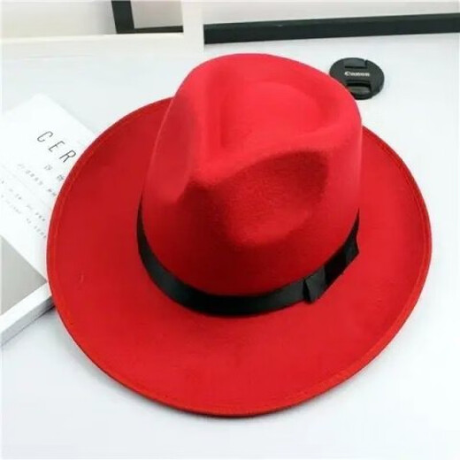 Qingyu Xu Wenqiang's same style hat Shanghai Tang black big brim retro British jazz hat men's top hat stage performance Xu Wenqiang style - black adult style (56-58CM)