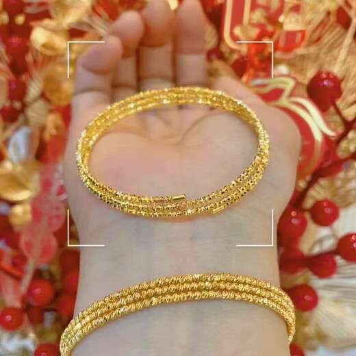 Juke counter gold-plated silver-colored gold-colored bouncy three-circle crushed ice bracelet for women as a Valentine's Day gift for Chinese Valentine's Day