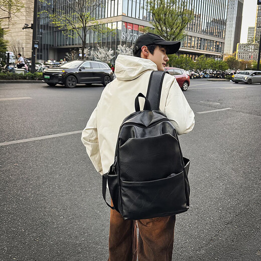 Neuer europäischer und amerikanischer Retro-Computerrucksack, trendiger Rucksack mit großem Fassungsvermögen, Reiserucksack, Tasche für Mittelschüler und Studenten, schwarz