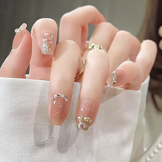 Meine sieben Tage Little Red Book handgezogene Rüstungen Großhandel Kurzer Nackt Smile Nagelkunst Nagelplatte Fertiger Nagel Patch gefälscht bis 1047 Crystal Purple Butterfly Phototherapie Klebstil