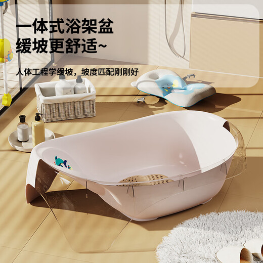 奔麦婴儿洗澡盆浴盆宝宝沐浴盆儿童洗澡桶可坐可躺家用新生儿洗澡用品 【＋电动花洒】欧碧绿
